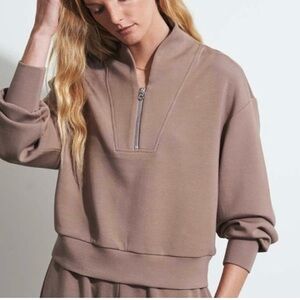 Varley Davidson Half Zip Relaxed Fit Sweatshirt - Taupe...